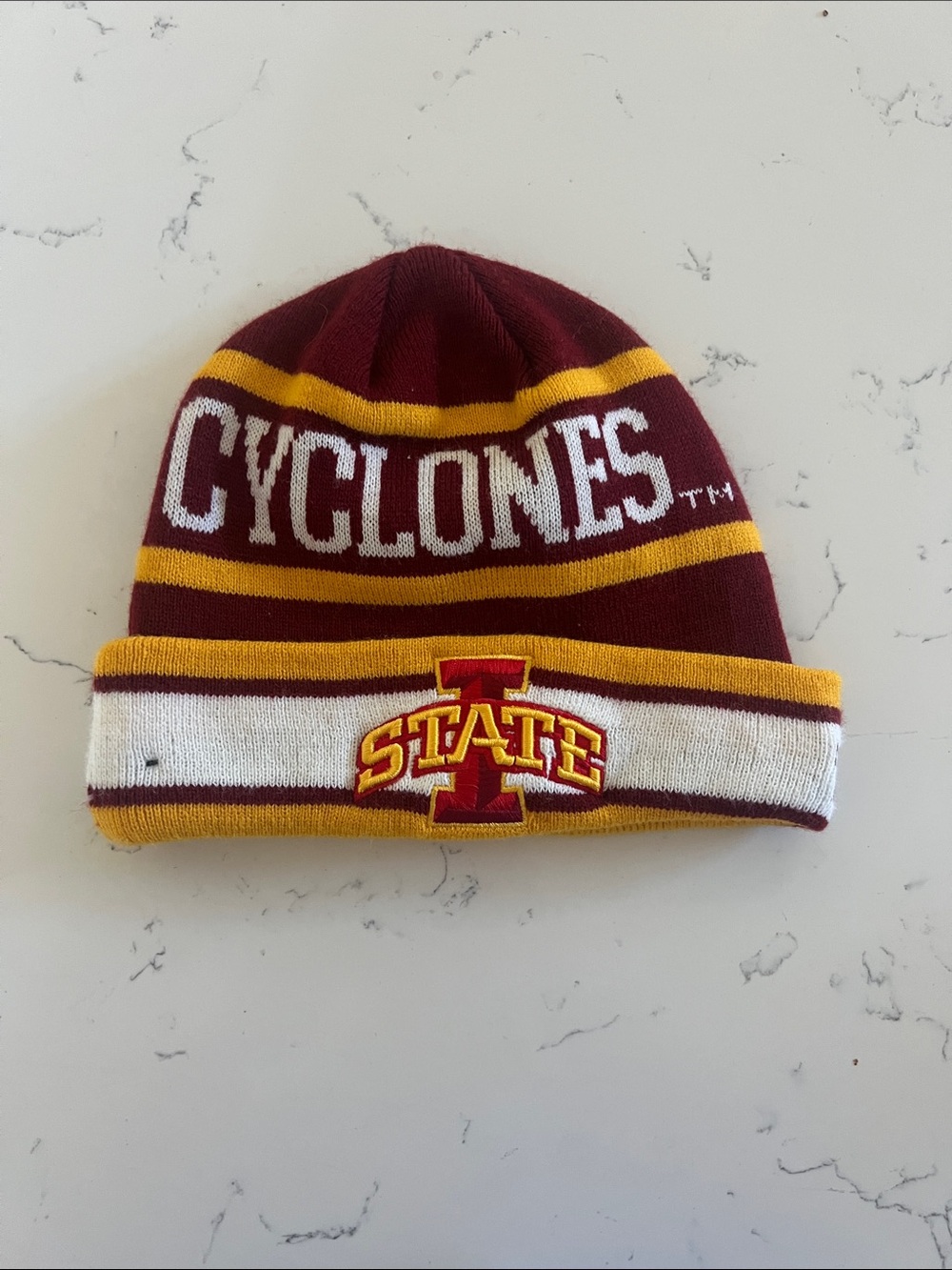 New Era Cyclones Beanie - Maroon, Gold & White
